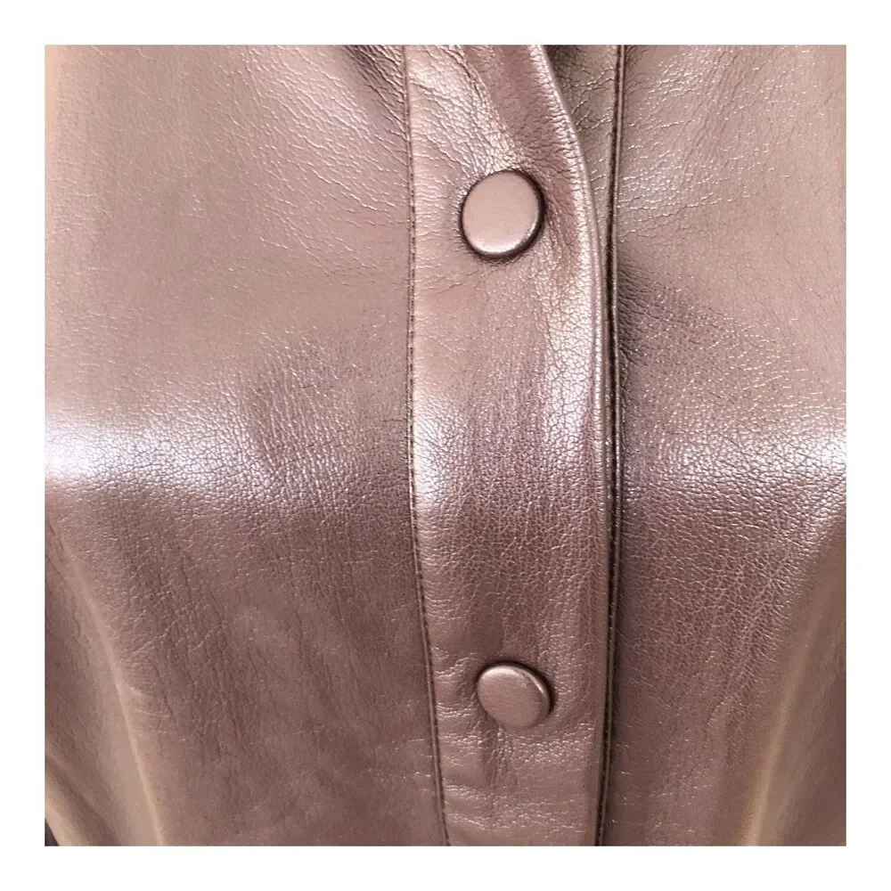 Chico's Chocolate Brown Corpcore Country Western Faux Leather Snap‎ Jacket  S